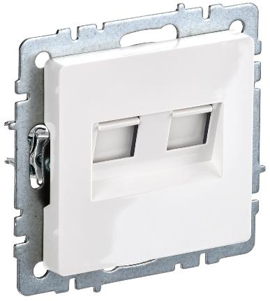 Розетка компьютерная двойная RJ45 кат.5E IEK BRITE РК10-2-БрБ белый BR-K20-1-K01 BR-K20-1-K01 - магазин электротехники Electroshop