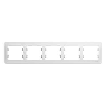 Рамка Schneider Electric Glossa 5-постовая горизонтальная белый GSL000105 GSL000105 - магазин электротехники Electroshop