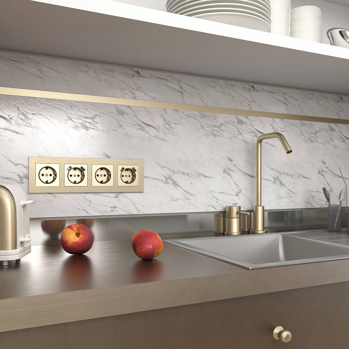 Рамка Werkel Aluminium на 4 поста шампань алюминий W0021711 4690389158162 4690389158162 - магазин электротехники Electroshop