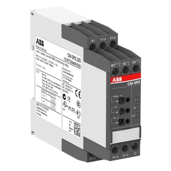 Однофазное реле контроля тока ABB CM-SRS.22S (диапазоны измерения 0,3-1,5А, 1-5A, 3-15A) 240В AC, 2ПК 1SVR730841R1500 1SVR730841R1500 - магазин электротехники Electroshop