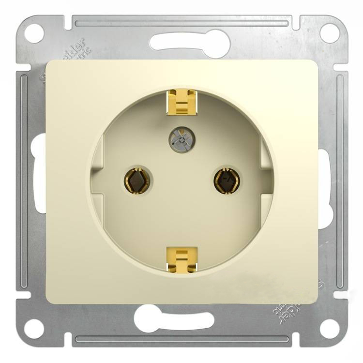 Розетка с заземлением 16А механизм Schneider Electric Glossa бежевый GSL000243 GSL000243 - магазин электротехники Electroshop