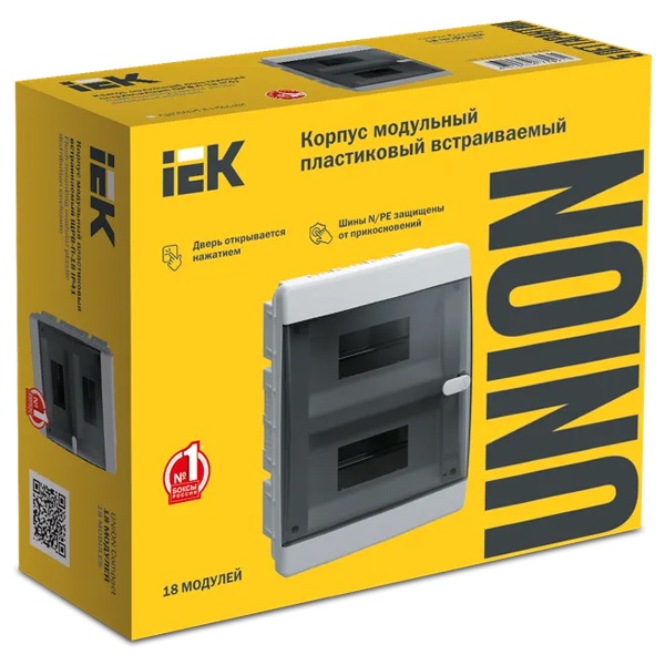 Щит встраиваемый UNION Compact ЩРВ-П-18 (2х9)м прозрачная дверь IP41 IEK UIC-KP12-V-18-41-K01 UIC-KP12-V-18-41-K01 - магазин электротехники Electroshop