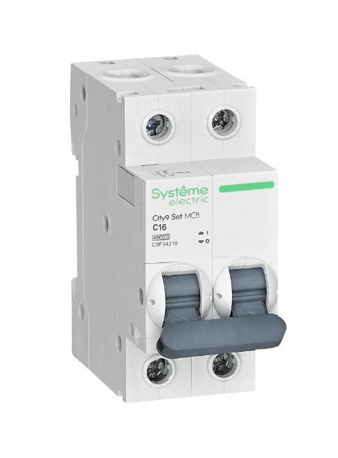 Автоматический выключатель Systeme Electric City9 Set 2П 16А С 4,5кА 230В (автомат) C9F34216 C9F34216 - магазин электротехники Electroshop