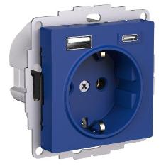 Зарядка розетка с/з 16А + USB A+С 5В/2,4А/3,0А, 2х5В/1,5А AtlasDesign аквамарин Systeme Electric ATN001132 ATN001132 - магазин электротехники Electroshop