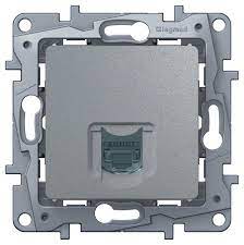Розетка компьютерная Legrand Etika 1xRJ45 кат. 6e UTP, алюминий 672453 672453  - магазин электротехники Electroshop