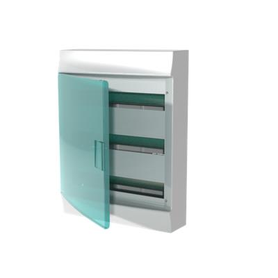 Бокс настенный ABB Mistral41 54М модуля (3x18) зеленая прозрачная дверь с клеммным блоком 1SPE007717F1021 1SPE007717F1021 - магазин электротехники Electroshop