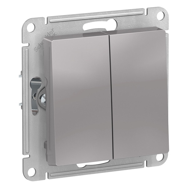 Двухклавишный выключатель AtlasDesign 10A IP44 Aqua алюминий Systeme Electric ATN440351 ATN440351 - магазин электротехники Electroshop