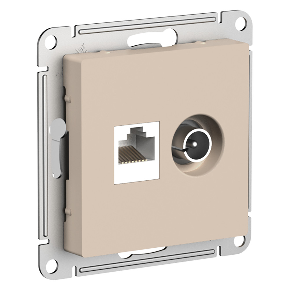 Розетка двойная ТV + компьютерная RJ45 кат 5Е AtlasDesign песочный Systeme Electric ATN001289 ATN001289 - магазин электротехники Electroshop