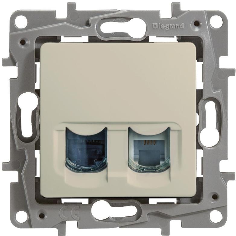 Розетка телефон+компьютер Legrand Etika RJ11+RJ45 Cat5 UTP, слоновая кость (бежевый)  672352 672352 - магазин электротехники Electroshop