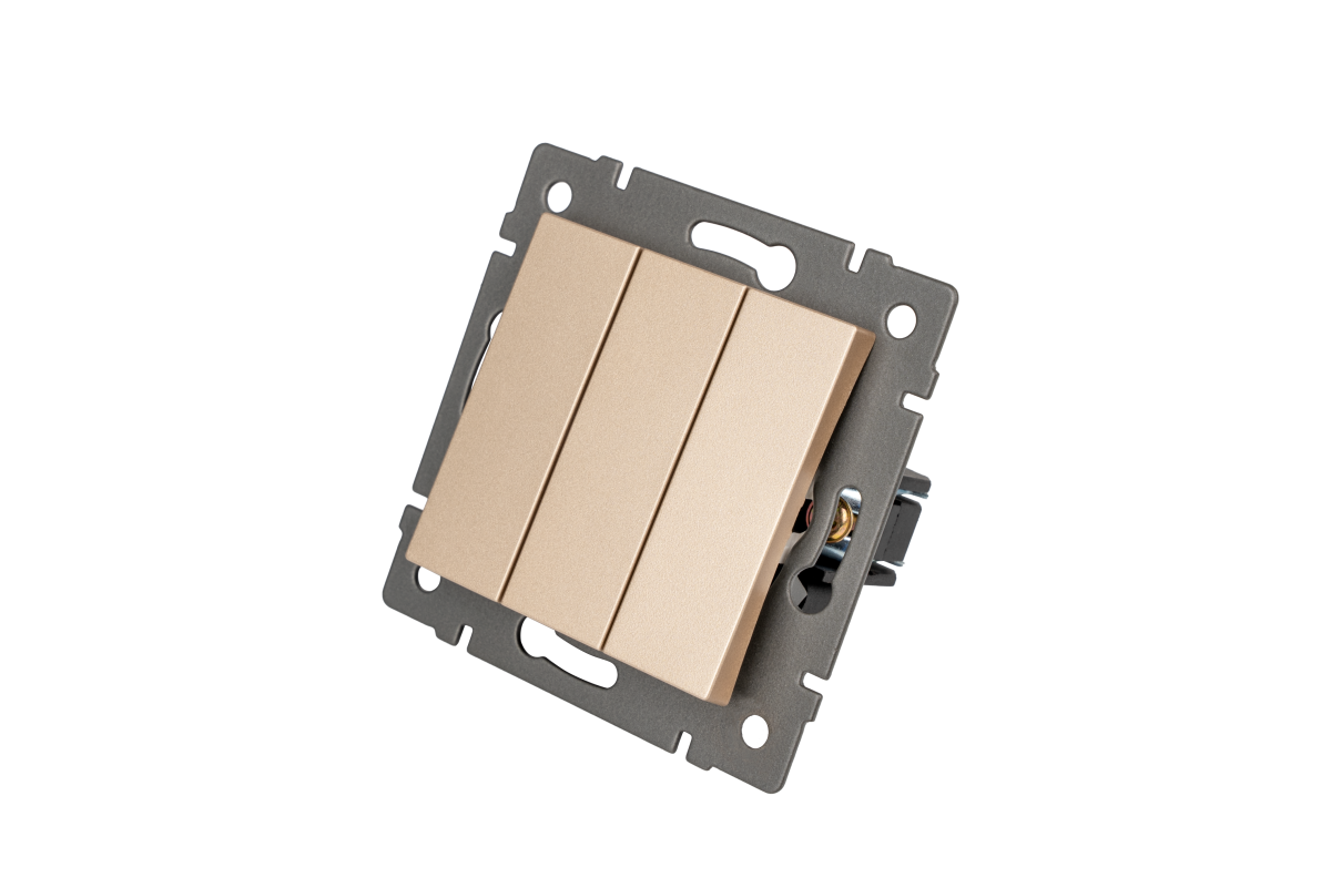 Механизм выключателя трехклавишный непроходной Arlight SWT-MK03-PL-GD-V (250V, 10A) 049899 049899 - магазин электротехники Electroshop