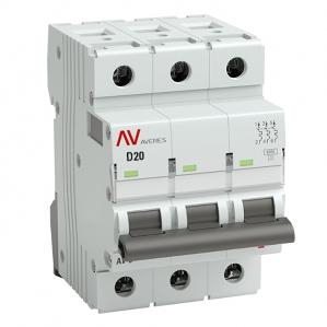 Выключатель автоматический EKF AVERES AV-6 20A (D) 3P трехфазный 6kA mcb6-3-20D-av mcb6-3-20D-av - магазин электротехники Electroshop