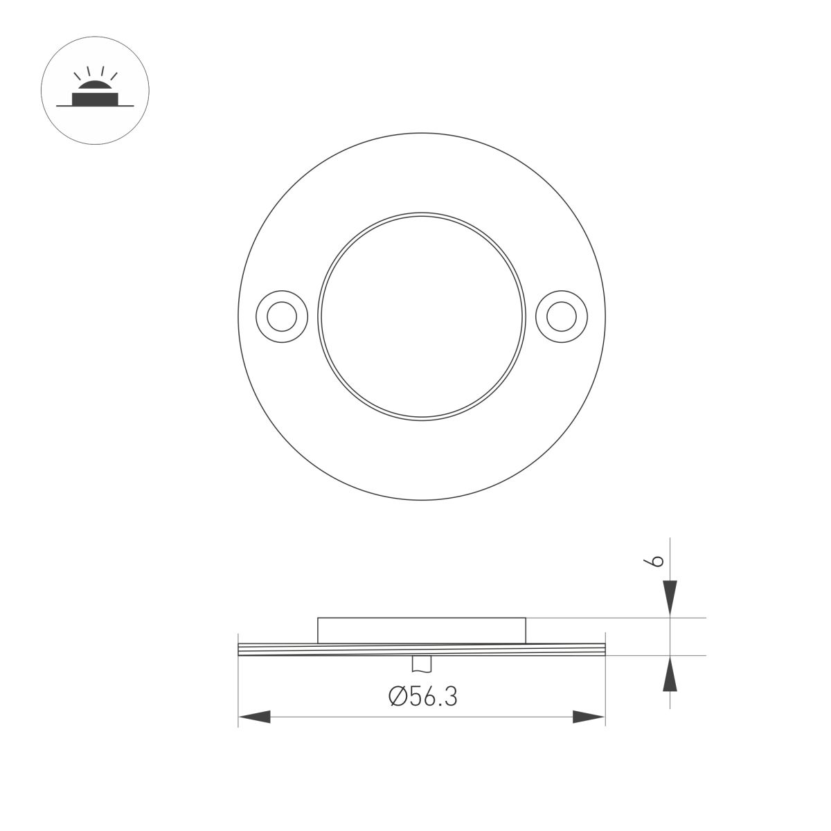 Светильник для стен, лестниц и пола Arlight ART-DECK-LAMP-R56-3W Warm2700 (SL, 120 deg, 24V) (IP67 Металл) 060622 060622 - магазин электротехники Electroshop