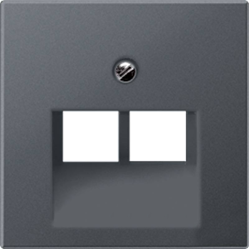 Накладка 2-ая компьютерной/телефонной RJ45/RJ11 розетки наклонная Jung Антрацит EP569-2BFPLUAAN EP569-2BFPLUAAN - магазин электротехники Electroshop