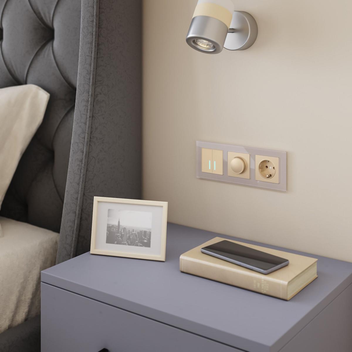 Сенсорный выключатель двухклавишный с функцией Wi-Fi Werkel шампань W4520611 4690389171307 4690389171307 - магазин электротехники Electroshop