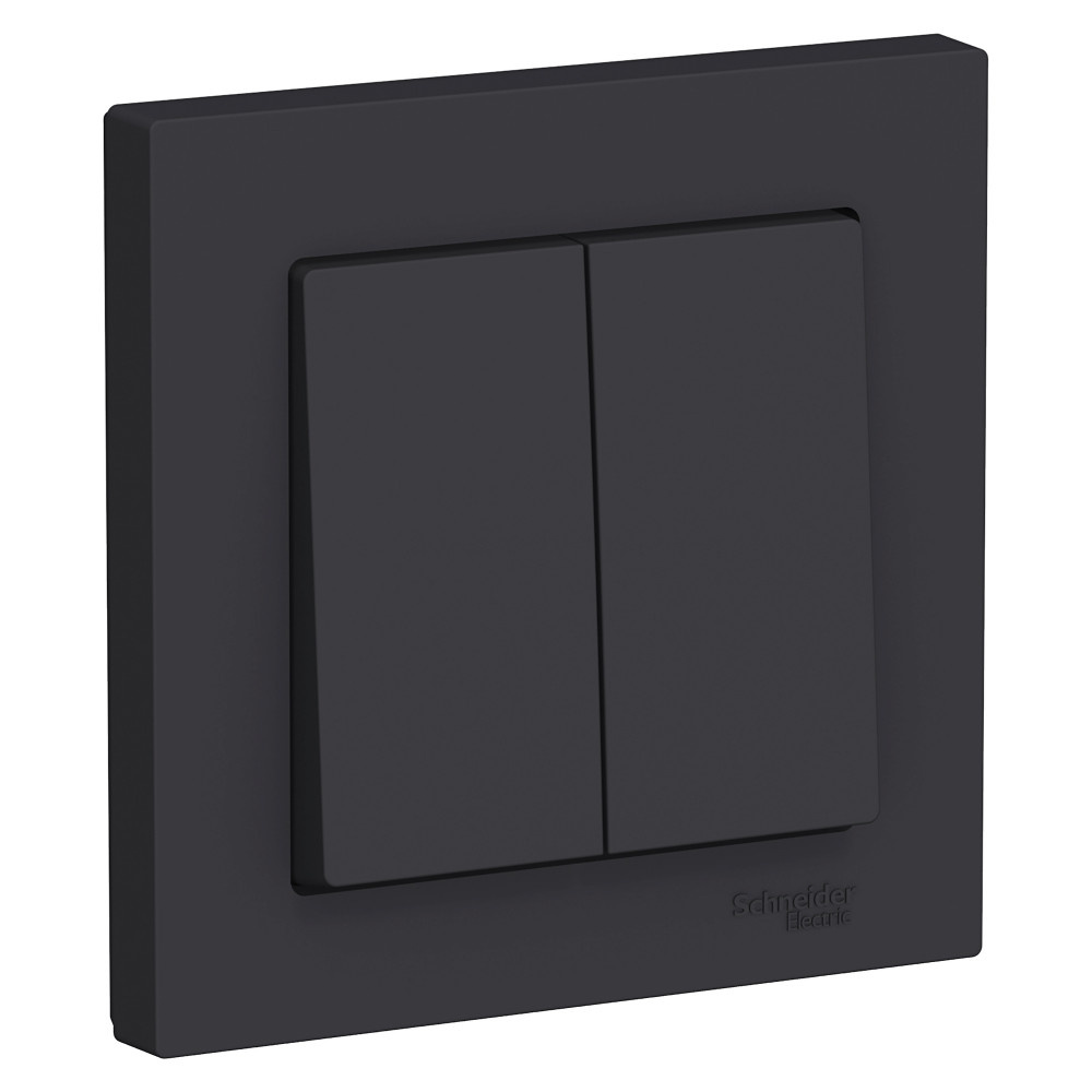 Двухклавишный выключатель 10А в сборе AtlasDesign карбон Systeme Electric ATN001052 ATN001052 - магазин электротехники Electroshop
