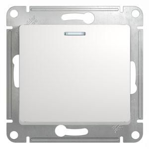 Одноклавишный переключатель с подсветкой 10А механизам Schneider Electric Glossa белый GSL000163 GSL000163 - магазин электротехники Electroshop
