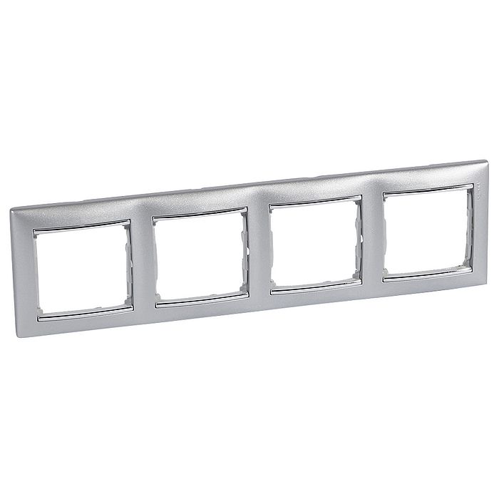 Рамка Legrand Valena 4 поста алюминий/серебряный штрих 770354 770354 - магазин электротехники Electroshop