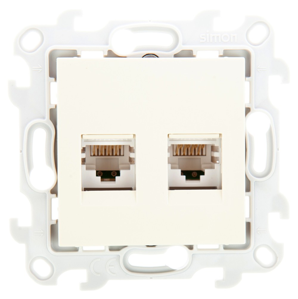 Розетка компьютерная 2хRJ45 кат 5е UTP Simon 24 Harmonie слоновая кость 2450593-031 2450593-031 - магазин электротехники Electroshop