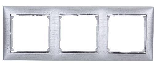Рамка Legrand Valena 3 поста матовый алюминий/серебряный штрих 770333 770333 - магазин электротехники Electroshop
