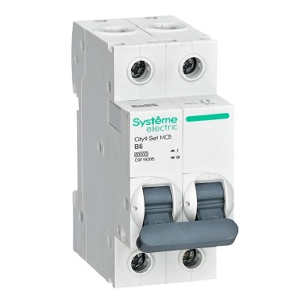 Автоматический выключатель Systeme Electric City9 Set 2П 6А В 6кА 230В (автомат) C9F16206 C9F16206 - магазин электротехники Electroshop