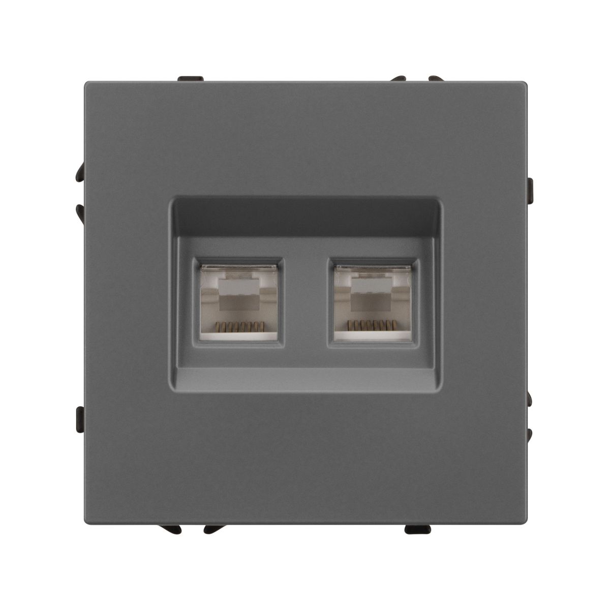 Розетка компьютерная двойная софт-тач серый базальт Arlight SCT-MPC2-SFPL-GR (2хRJ-45, CAT6) 054315(1) 054315(1) - магазин электротехники Electroshop