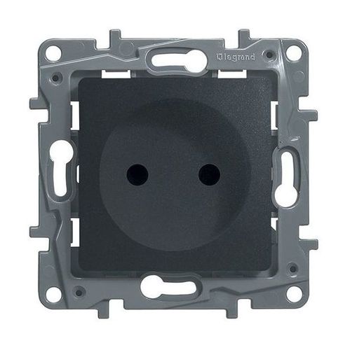 Розетка Legrand Etika Plus со шторками без заземления, винтовой зажим, антрацит 672634 672634 - магазин электротехники Electroshop