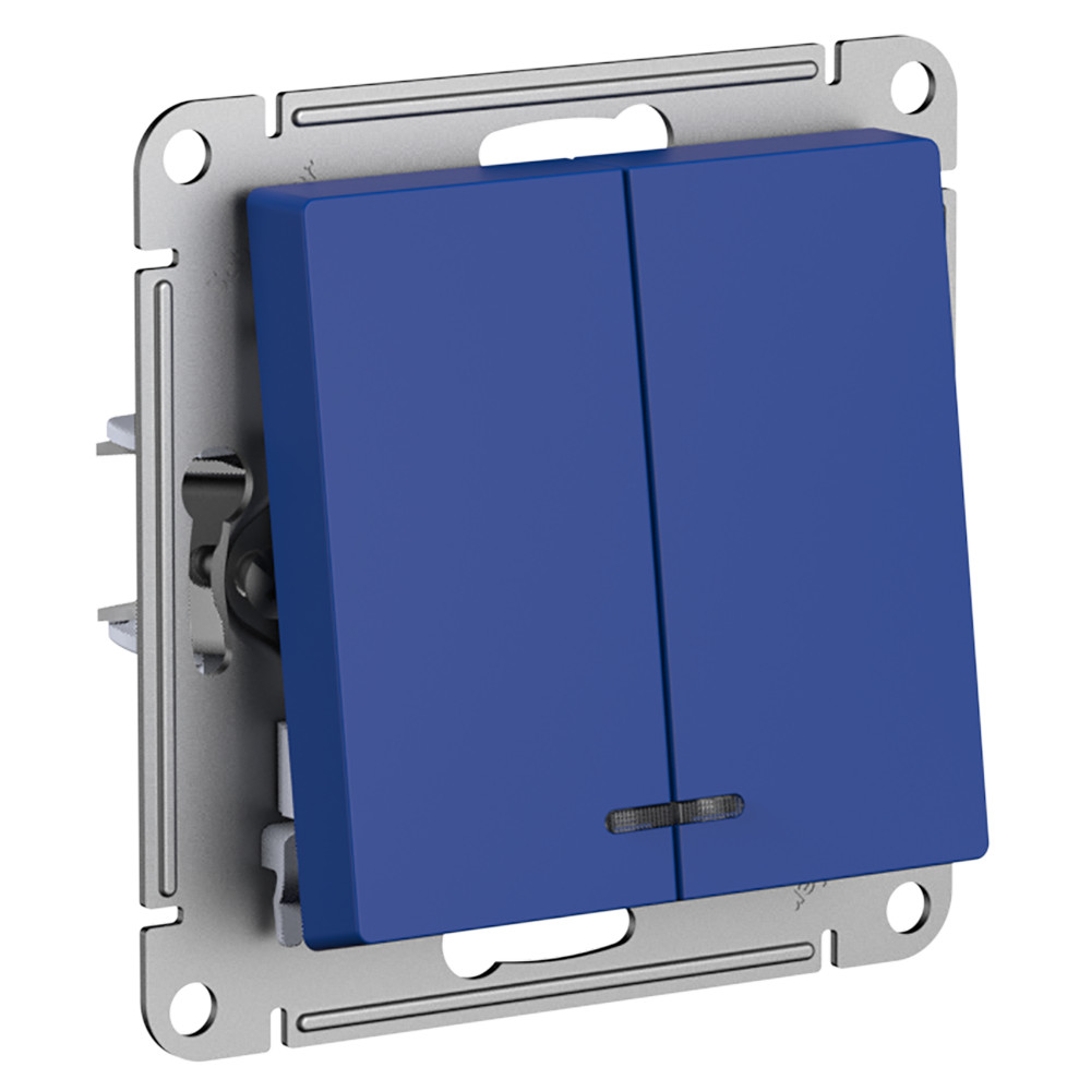 Двухклавишный выключатель с подсветкой 10A  AtlasDesign аквамарин Systeme Electric ATN001153 ATN001153 - магазин электротехники Electroshop