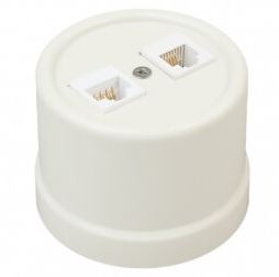Розетка компьютерная 2-ая RJ45 ОП Bironi Лизетта пластик цвет слоновая кость B1-302-211 B1-302-211 - магазин электротехники Electroshop