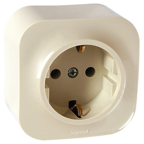 Розетка Legrand Quteo с заземлением слоновая кость 782241 782241 - магазин электротехники Electroshop