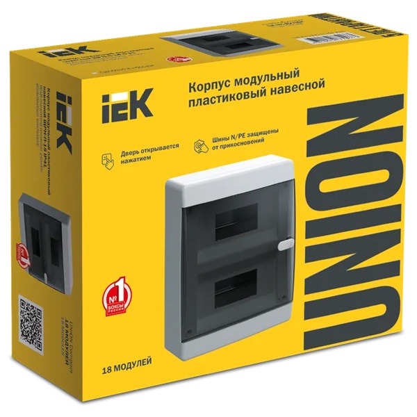 Щит накладной UNION Compact ЩРН-П-18 (2х9)м прозрачная дверь IP41 IEK UIC-KP12-N-18-41-K01 UIC-KP12-N-18-41-K01 - магазин электротехники Electroshop
