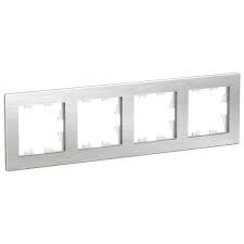 Рамка AtlasDesign Nature 4 поста металл серебро Systeme Electric ATN312104 ATN312104 - магазин электротехники Electroshop
