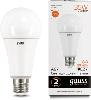 Лампа Gauss LED Elementary A67 35W E27 2670lm 3000K 70215 70215 - магазин электротехники Electroshop