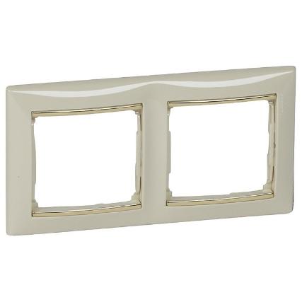 Рамка Legrand Valena 2 поста слоновая кость/золотой штрих 774152 774152 - магазин электротехники Electroshop