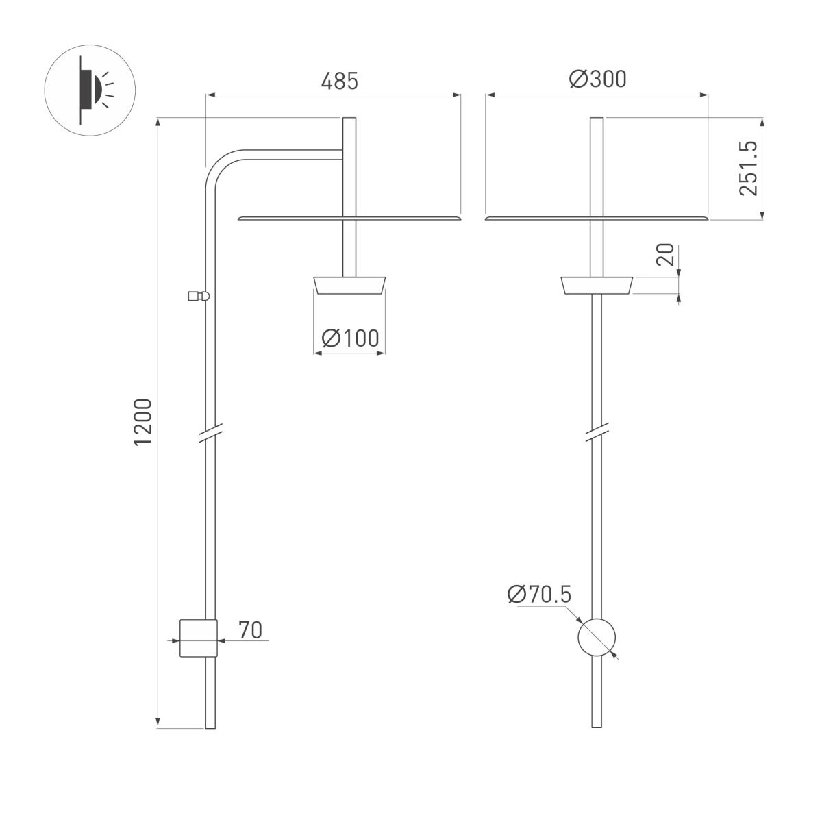 Бра Arlight SP-CAMPANA-WALL-L1200-9W Warm3000 (BK, 130 deg, 230V) (IP20 Металл) 059599 059599 - магазин электротехники Electroshop