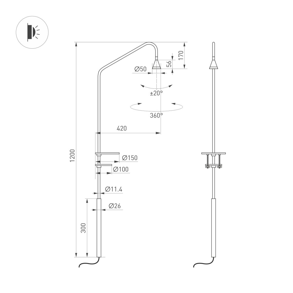 Настольная лампа Arlight SP-RINAR-TAB-5W Warm3000 (BK, 36 deg, 230V) (IP20 Металл) 059324 059324 - магазин электротехники Electroshop