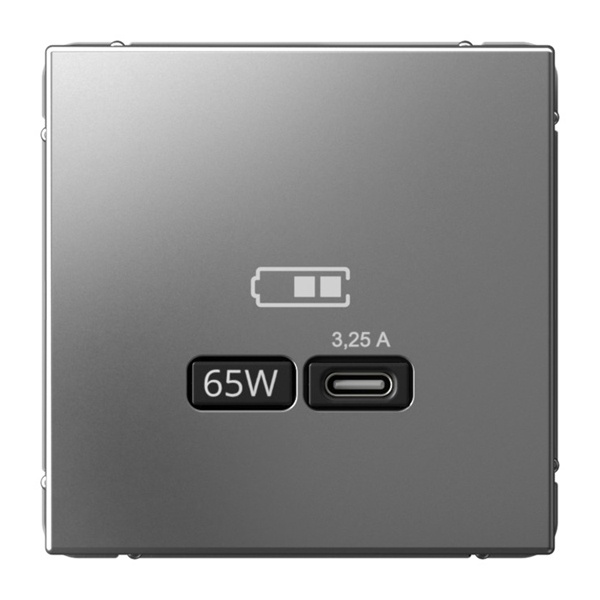 Зарядка USB ArtGallery тип-C 65Вт QC PD сталь Systeme Electric GAL000927 GAL000927 - магазин электротехники Electroshop