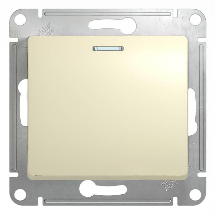 Одноклавишный выключатель с подсветкой 10А механизм Schneider Electric Glossa бежевый GSL000213 GSL000213 - магазин электротехники Electroshop