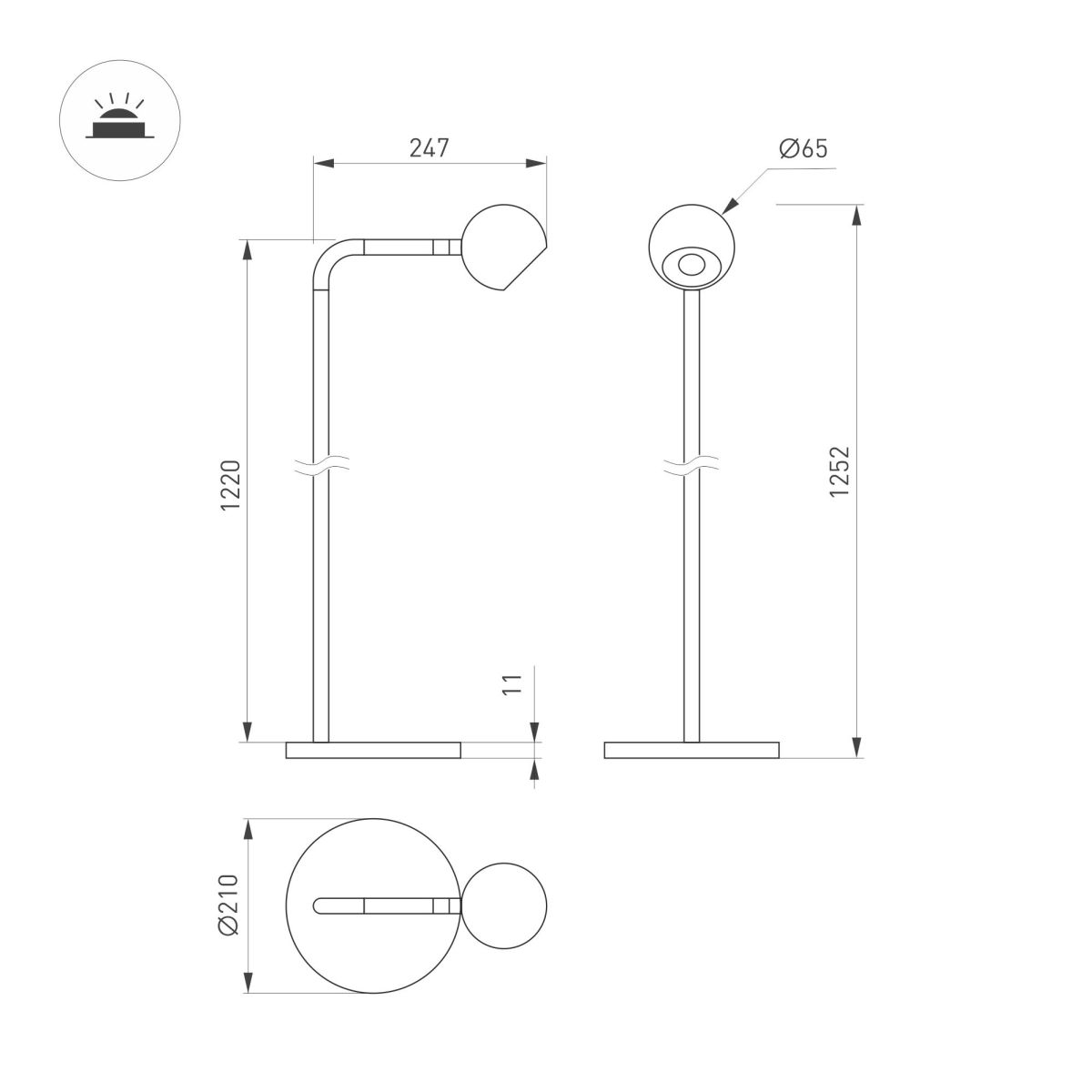 Торшер Arlight SP-OTTORI-FLOOR-6W Warm3000 (BR, 30 deg, 230V) (IP20 Металл) 058485 058485 - магазин электротехники Electroshop