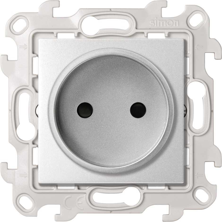 Розетка 2К с защитными шторок Simon 24 Harmonie алюминий 2450441-033 2450441-033 - магазин электротехники Electroshop