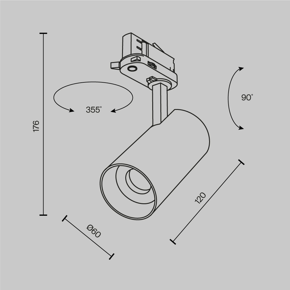 Трековый трехфазный светильник Maytoni Technical Three phase track system Trinity Focus Led TR197-3-12WCCT-M-B TR197-3-12WCCT-M-B - магазин электротехники Electroshop