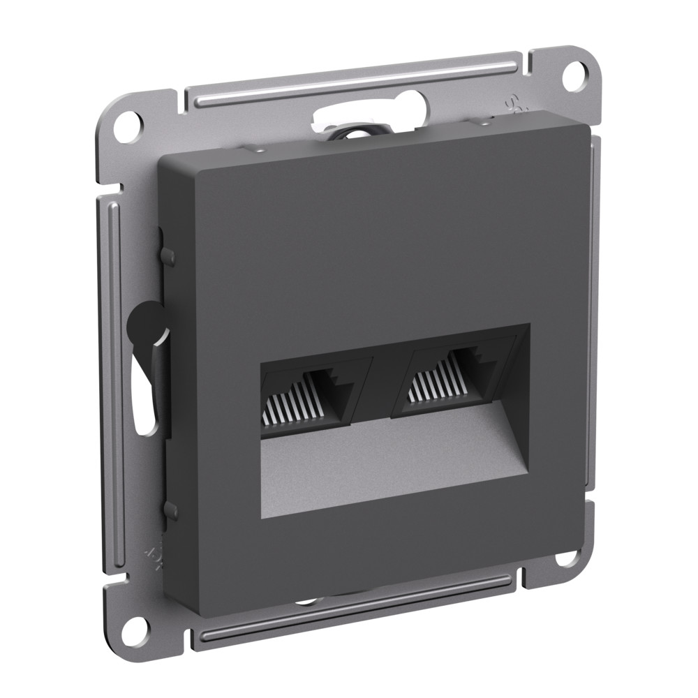 Розетка двойная компьютерная RJ45+RJ45 кат.5E AtlasDesign базальт Systeme Electric ATN001485 ATN001485 - магазин электротехники Electroshop