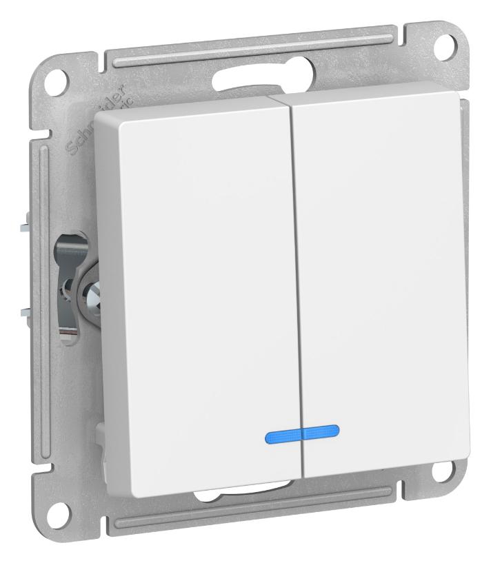 Двухклавишный выключатель с подсветкой 10А AtlasDesign белый Systeme Electric ATN000153 ATN000153 - магазин электротехники Electroshop