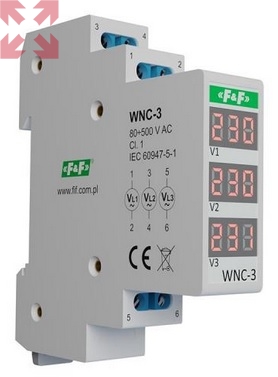 Трехфазный вольтметр WNC-3, 80...500V AC F&F EA04.007.064 EA04.007.064 - магазин электротехники Electroshop