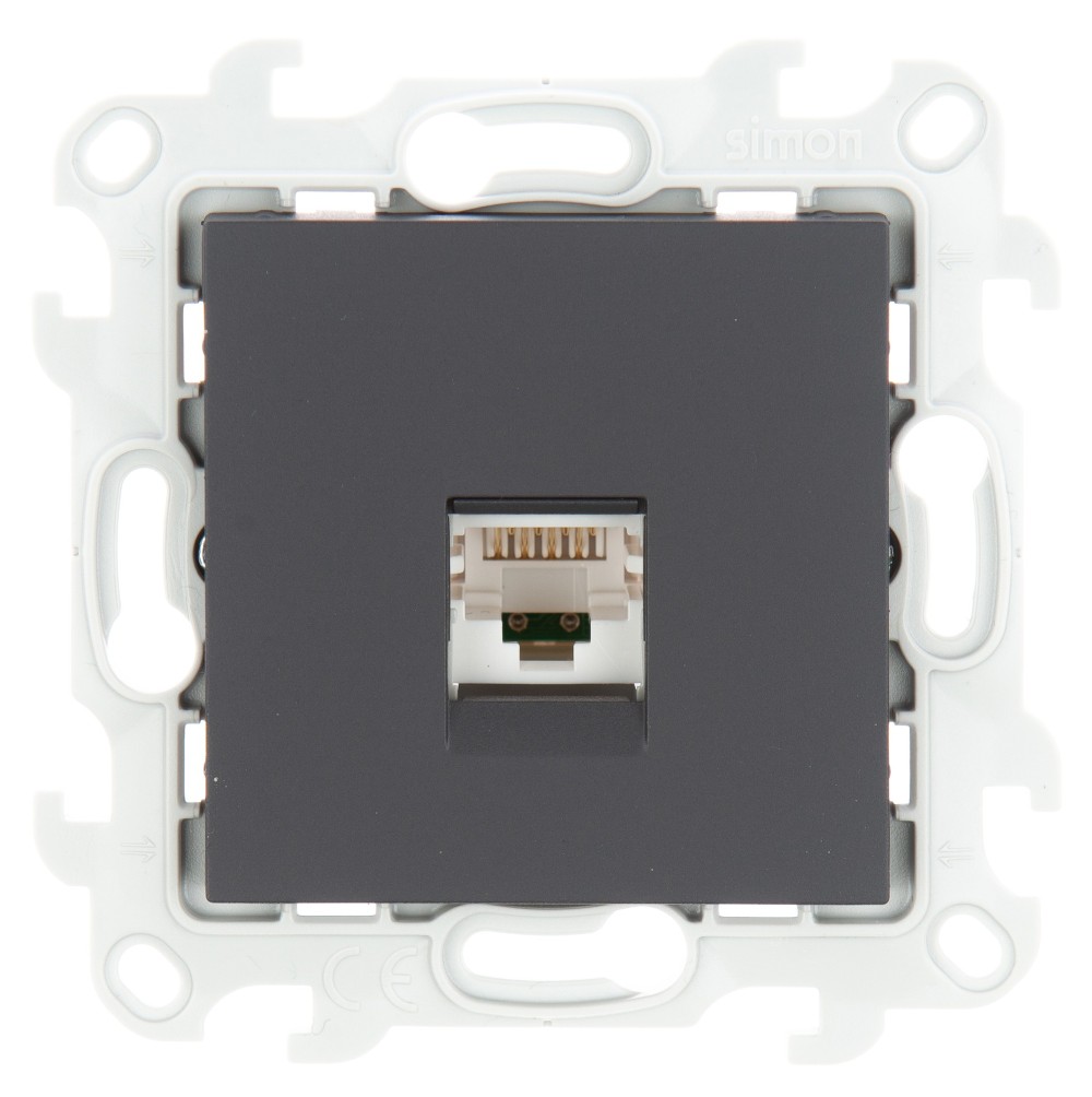 Розетка компьютерная RJ45 кат 5e UTP Simon 24 Harmonie, графит 2410598-038 2410598-038 - магазин электротехники Electroshop