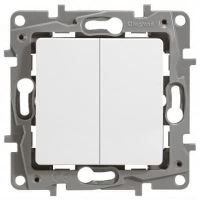 Переключатель двухклавишный Legrand Etika Plus белый 672212 672212 - магазин электротехники Electroshop