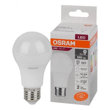Лампа светодиодная OSRAM 10W 4000K LED Value LVCLA75 10SW/840 (75W) 230V E27 800Lm 4058075578852 4058075578852 - магазин электротехники Electroshop