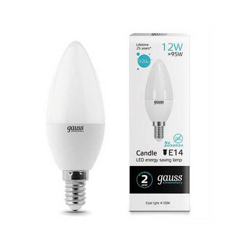 Лампа Gauss LED Elementary Candle 12W E14 4100K 33122 33122 - магазин электротехники Electroshop