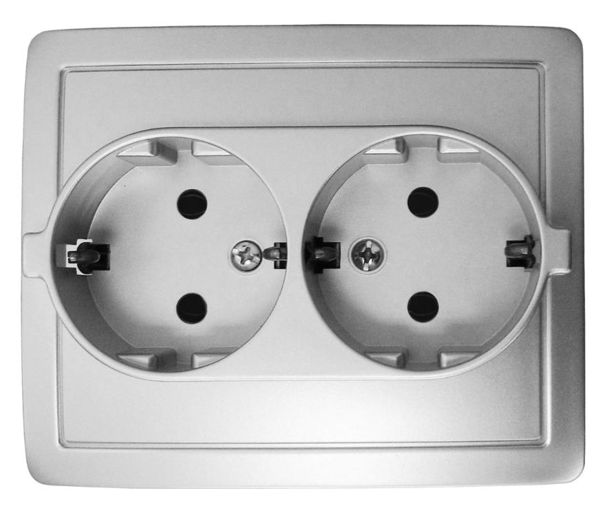 Розетка двойная с заземлением Schuko винтовой зажим 16А 250В Simon 15 алюминий 1590456-033 1590456-033 - магазин электротехники Electroshop