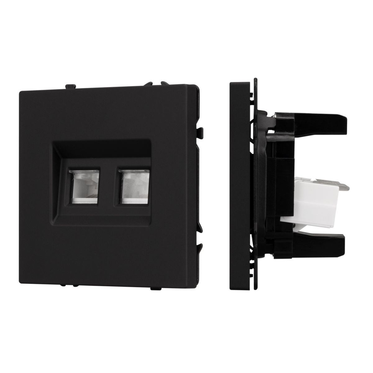 Розетка телефонная двойная софт-тач черный оникс Arlight SCT-MTL2-SFPL-BK (2хRJ-11, 4C) 054309(1) 054309(1) - магазин электротехники Electroshop