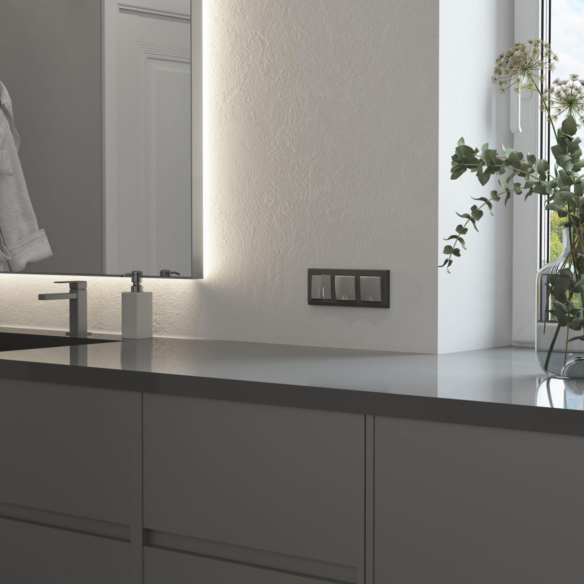 Выключатель двухклавишный проходной с подсветкой Werkel W1122165 4690389195556 a063616 4690389195556 - магазин электротехники Electroshop